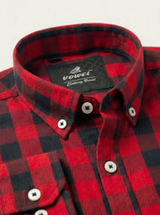 Crimson Grid — Button Down Shirt