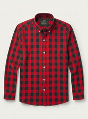 Crimson Grid — Button Down Shirt