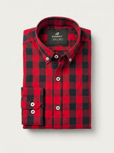 Crimson Grid — Button Down Shirt