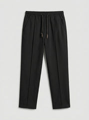 Obsidian Tapered Pleat Trouser — Jet Black