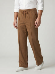 Spiced Tapered Pleat Trouser— Mustard Brown