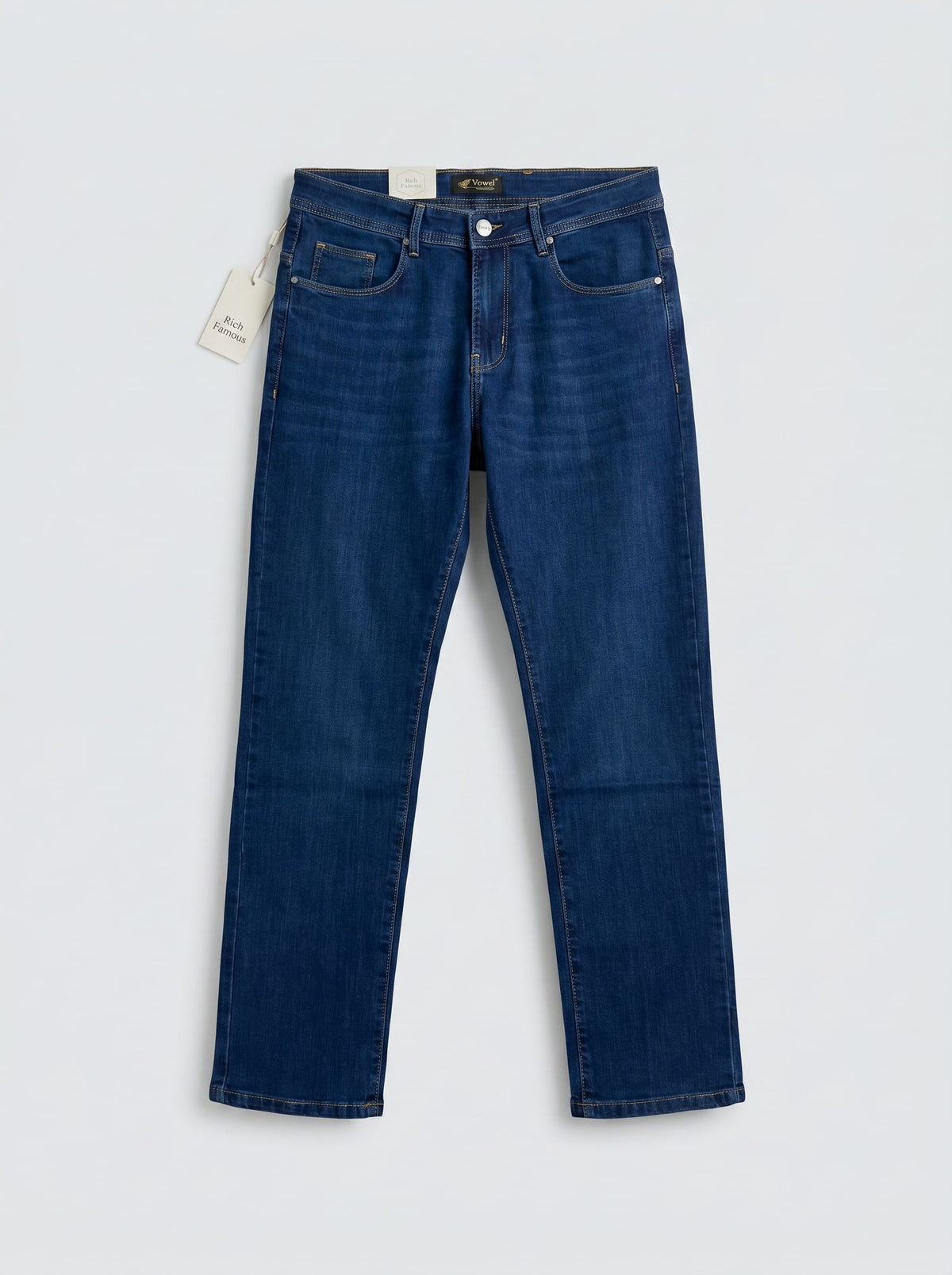 MEDIUM BLUE WASHED — Premium Straight Fit Jeans D-2