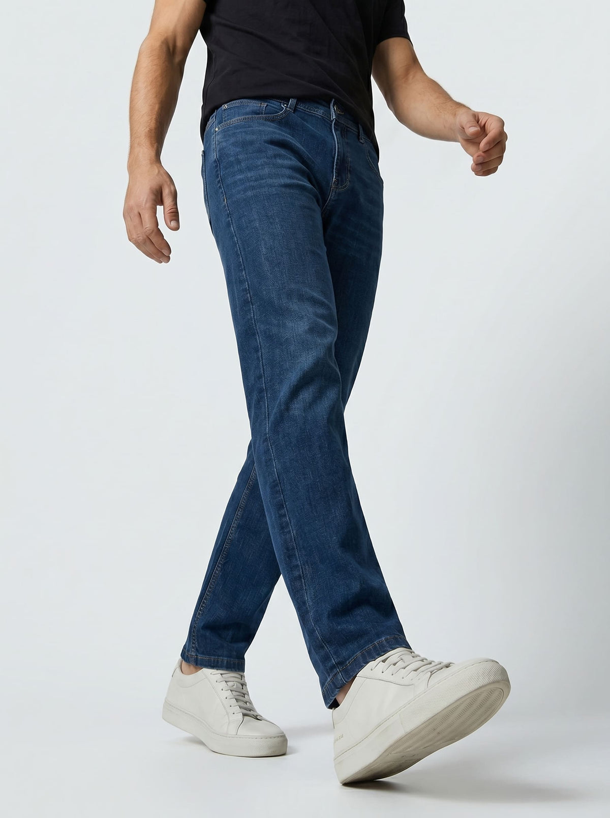 MEDIUM BLUE WASHED — Premium Straight Fit Jeans D-2