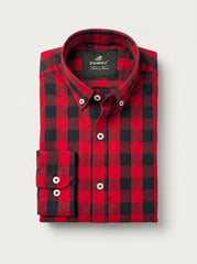 Crimson Grid — Button Down Shirt