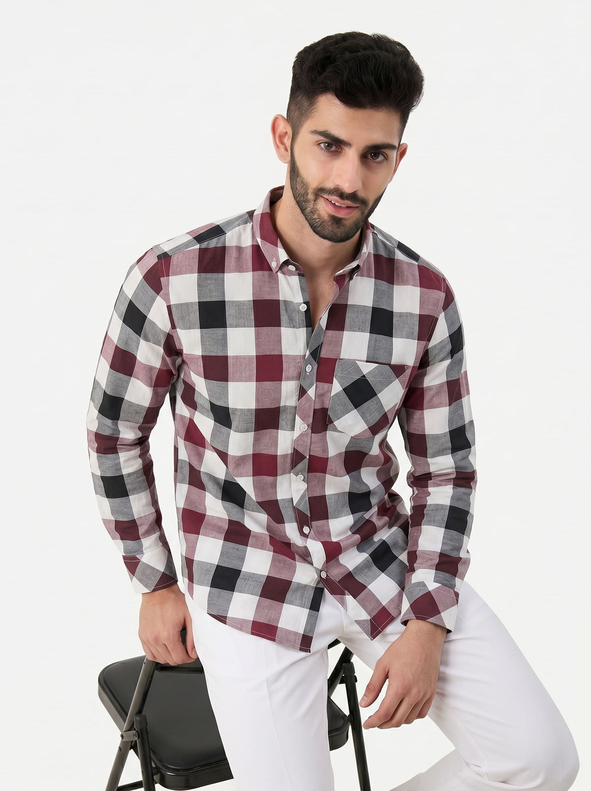 Bordeaux Plaid — Button Down Shirt