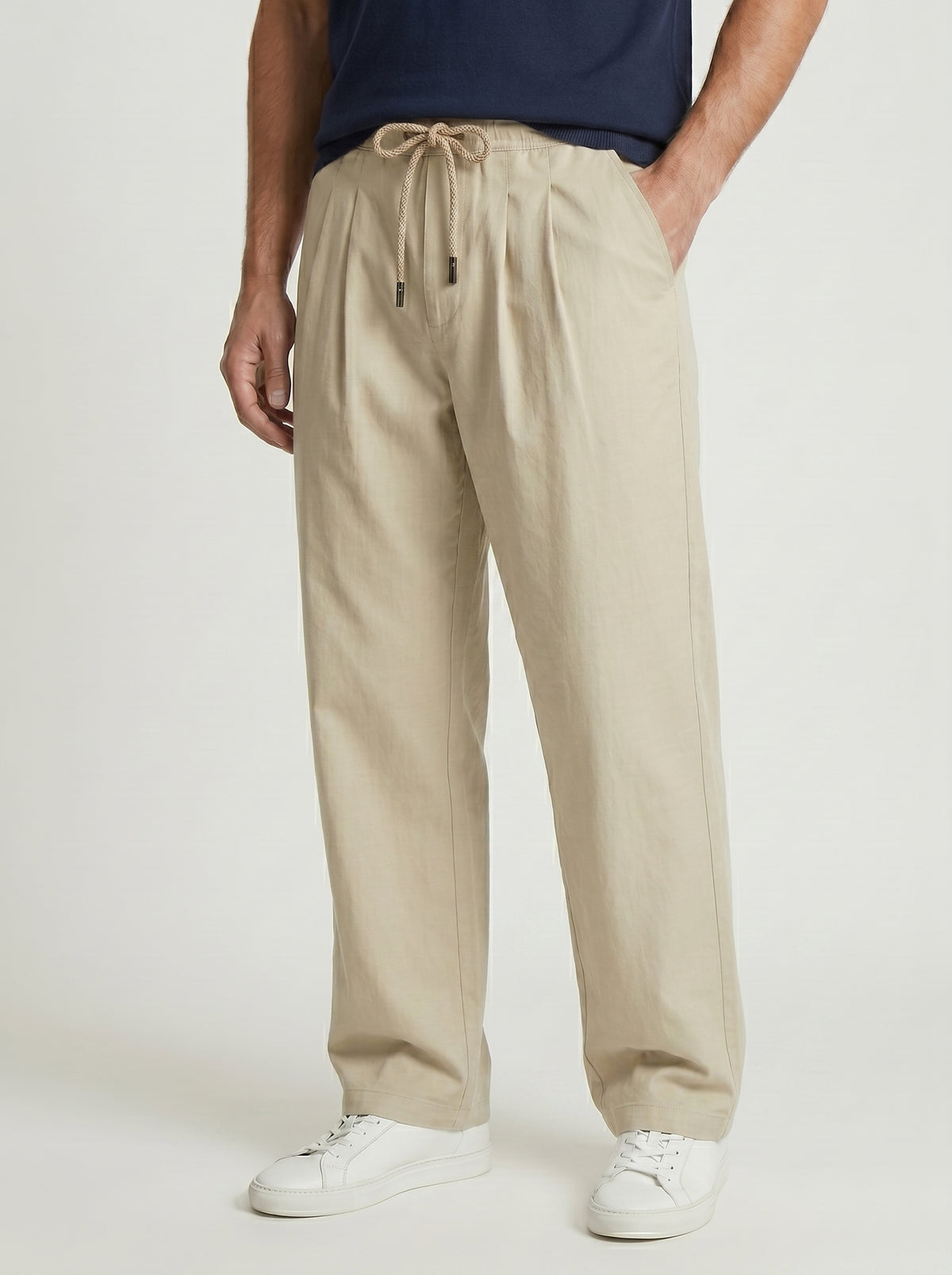 Sahara Plain Trouser — Warm Sand Beige